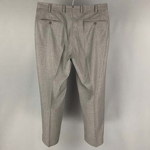 J.HILBURN Size 34 Grey Wool Flat Front Dress Pants - Picture 2 of 4